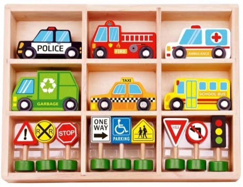 Sõidukite ja liiklusmärkide komplekt🚗🚖